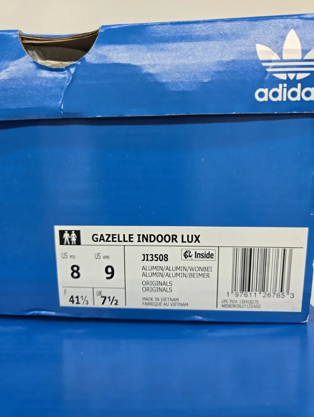 adidas Men's Gazelle Indoor Luxe JI3508 Pack Alumina Shoes Size 8